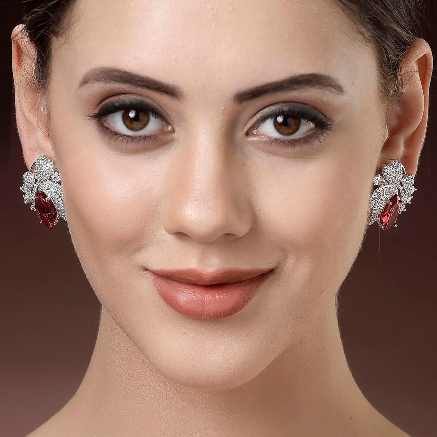 گوشواره های میخی نگین دار طرح الماس آمریکایی با روکش رودیوم Zeneme، مدل تک نگین کریستالی با روکش نقره، مناسب بانوان و هدیه برای دختران