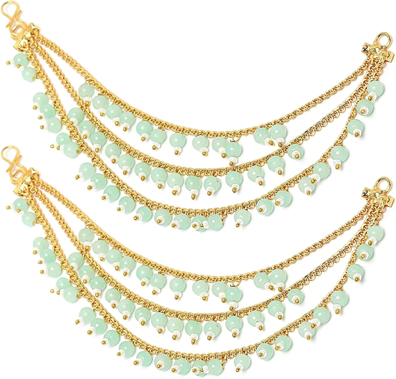 گوشواره های زنجیره ای دست ساز زنانه و دخترانه با روکش طلا و مروارید ZENEME