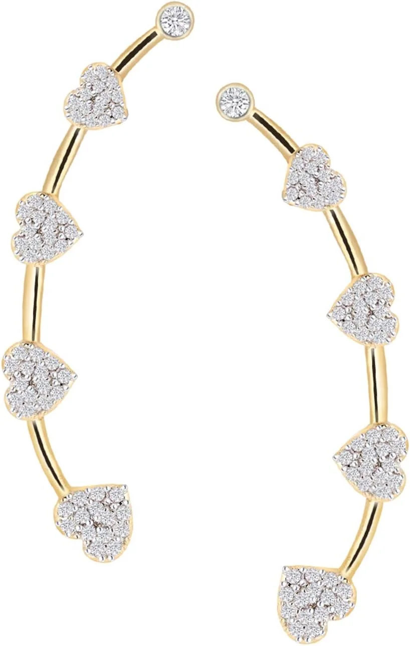 گوشواره روگوشی زنانه و دخترانه طرح الماس آمریکایی با روکش طلا Zeneme - بسته 2 عددی