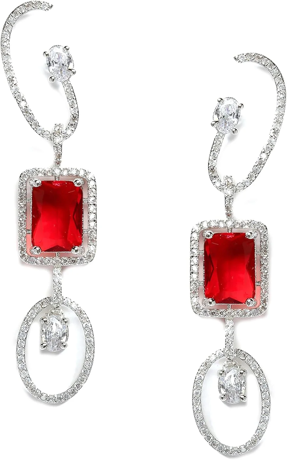 گوشواره میخی زنانه زنم مدل هندسی جذاب نگین الماس آمریکایی روکش رودیوم