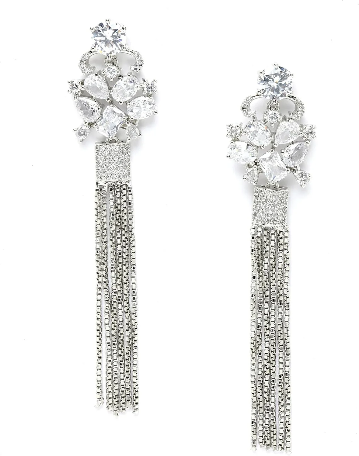 گوشواره های آویز مدرن با روکش رودیوم Zeneme (مدل_07)