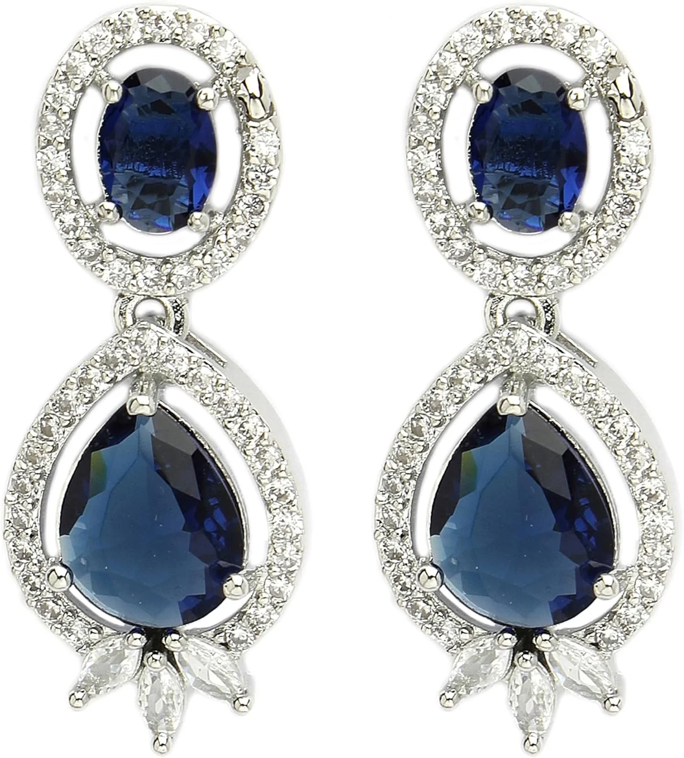 گوشواره زنانه Zeneme، شیک و فانتزی، با روکش رودیوم نقره ای، نگین های الماس آمریکایی، گوشواره های آویز نگین دار برای زنان و هدیه برای دختران