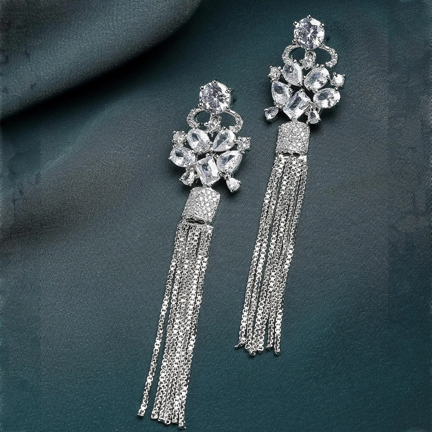 گوشواره های آویز مدرن با روکش رودیوم Zeneme (مدل_07)