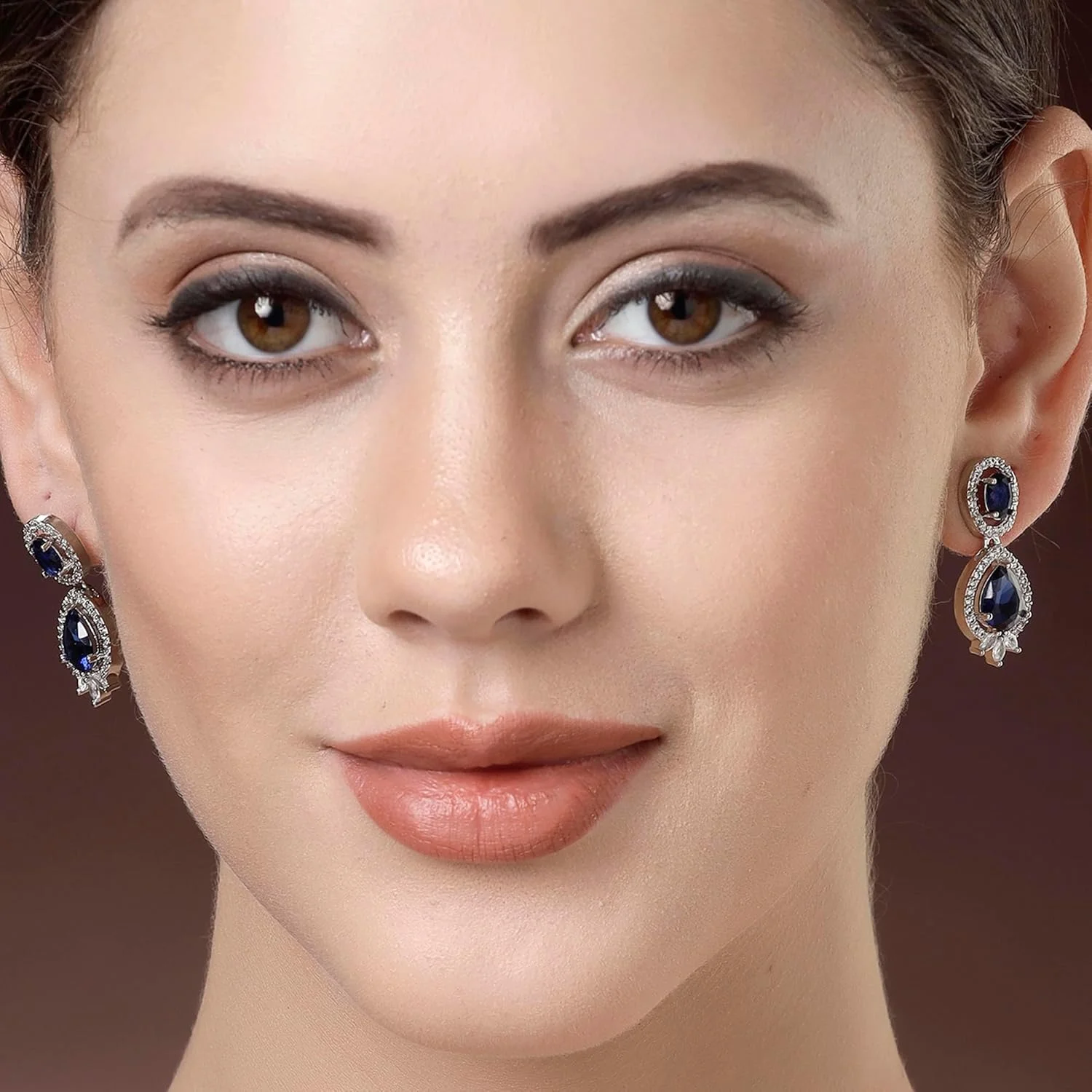 گوشواره زنانه Zeneme، شیک و فانتزی، با روکش رودیوم نقره ای، نگین های الماس آمریکایی، گوشواره های آویز نگین دار برای زنان و هدیه برای دختران