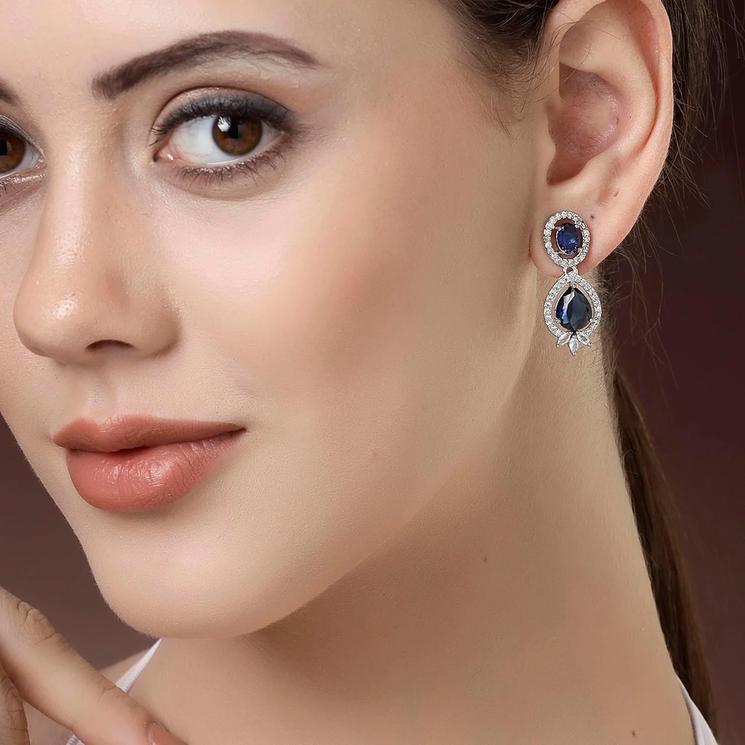 گوشواره زنانه Zeneme، شیک و فانتزی، با روکش رودیوم نقره ای، نگین های الماس آمریکایی، گوشواره های آویز نگین دار برای زنان و هدیه برای دختران