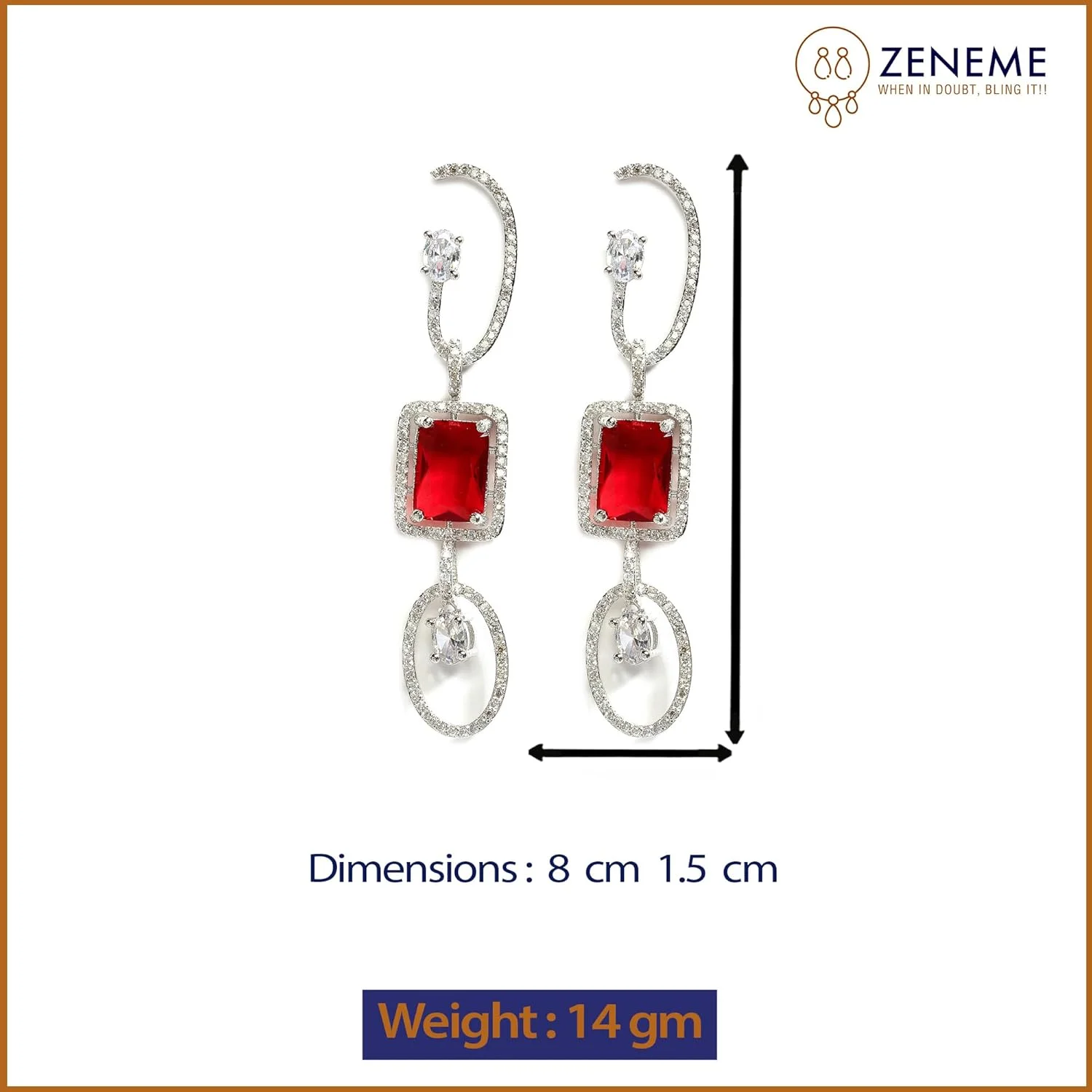 گوشواره میخی زنانه زنم مدل هندسی جذاب نگین الماس آمریکایی روکش رودیوم