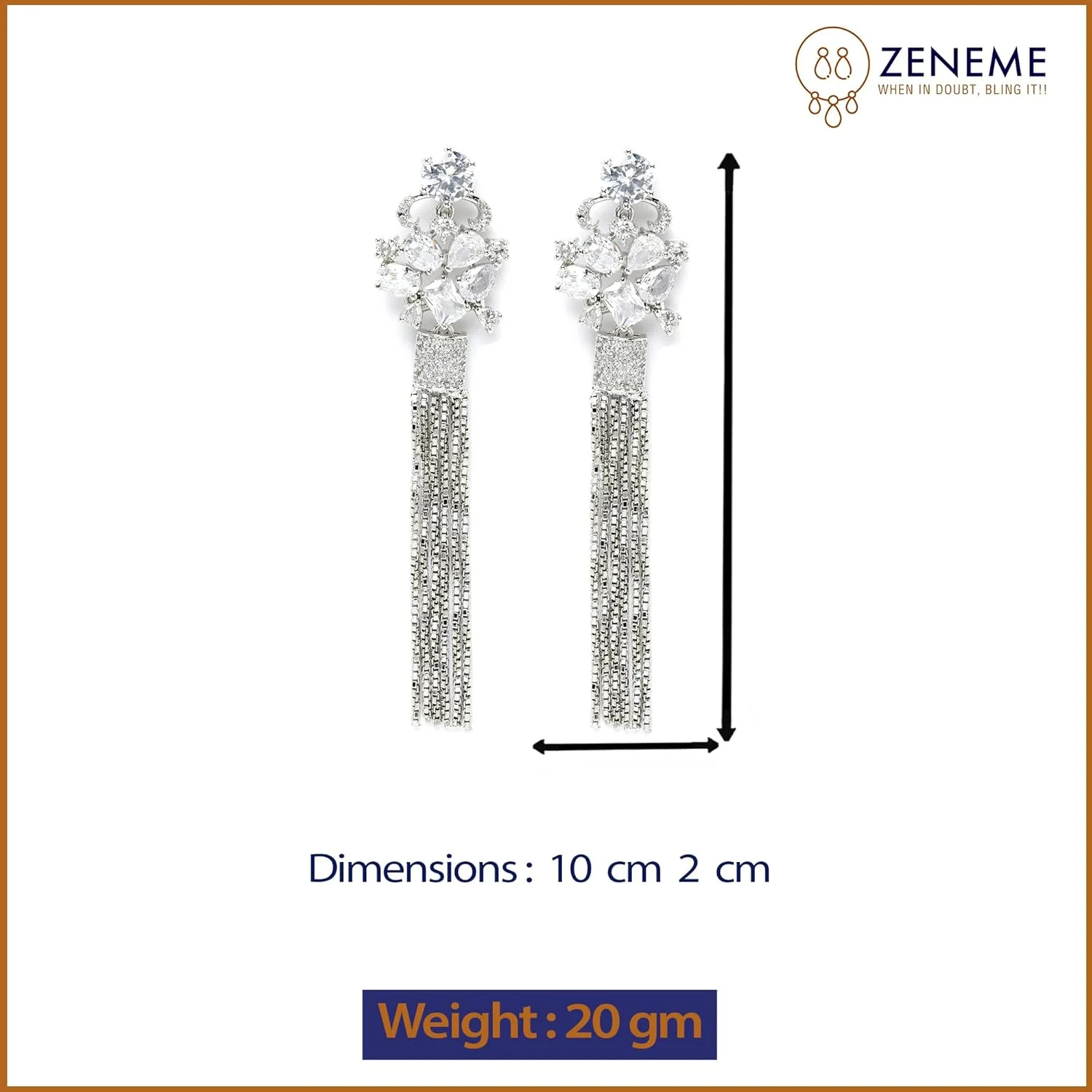 گوشواره های آویز مدرن با روکش رودیوم Zeneme (مدل_07)