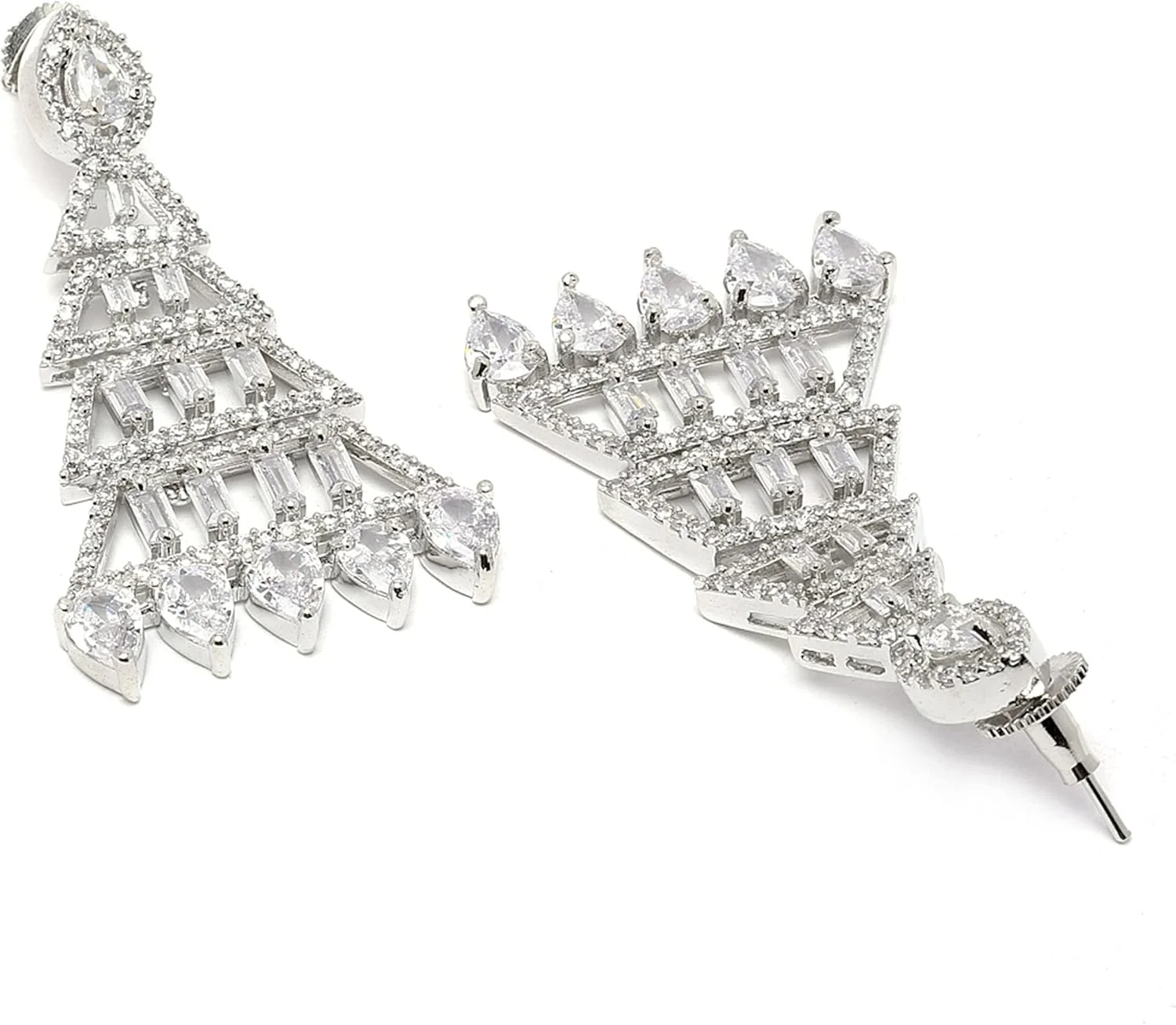 گوشواره های آویز مثلثی زنانه زنانه زنم با روکش نقره ای اکسید شده و نگین های الماس آمریکایی گوشواره های آویز مثلثی زنانه زنانه زنم با روکش نقره ای اکسید شده و نگین های الماس آمریکایی