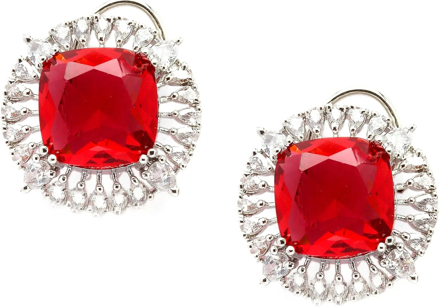 گوشواره های میخی نگین دار طرح الماس آمریکایی آبکاری شده با رودیوم زنانه مدل گرد معاصر زنانه