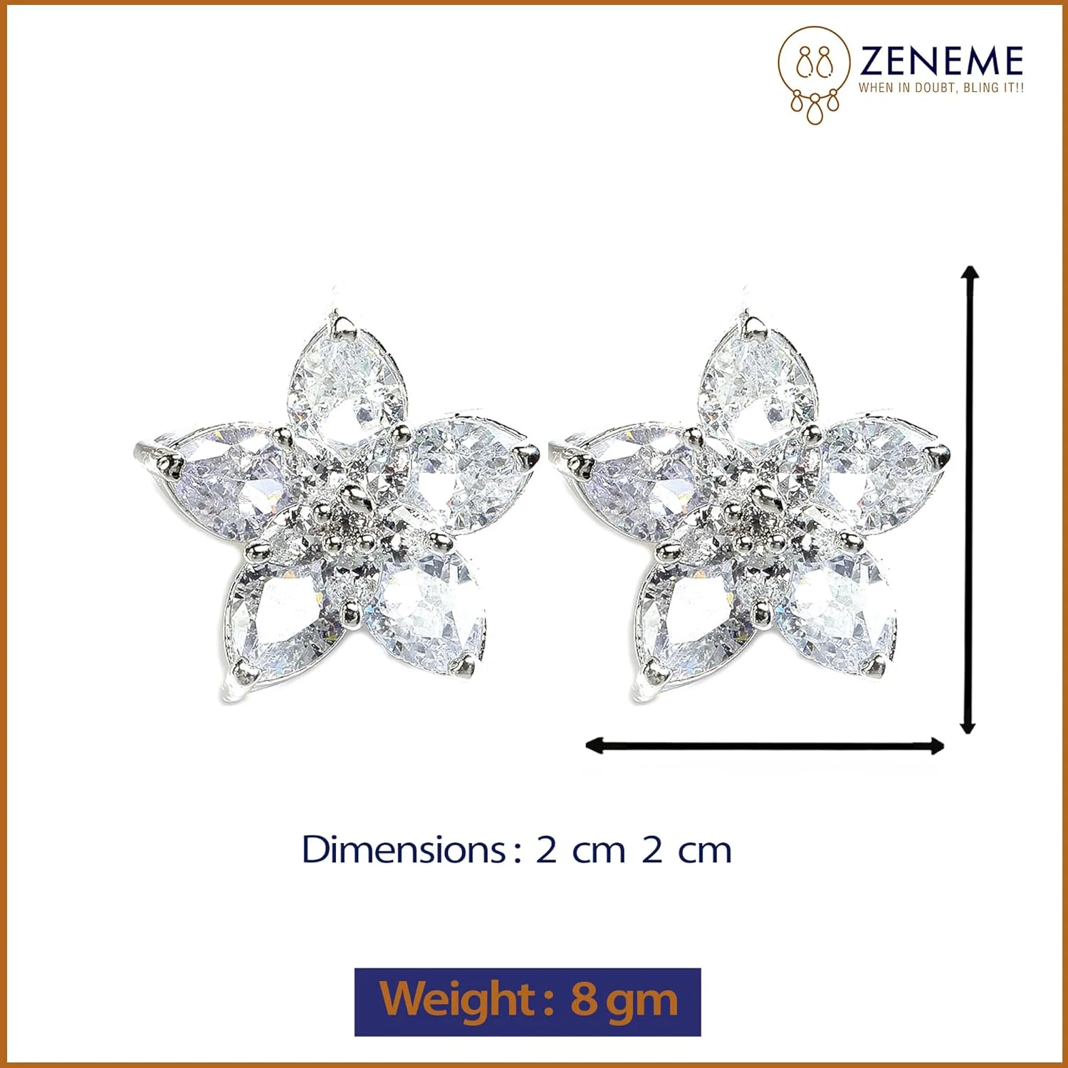 گوشواره زنانه Zeneme دست ساز روکش رودیوم سبک وزن طرح ستاره ای صورتی گوشواره های میخی جواهرات برای دختران و زنان (سفید)