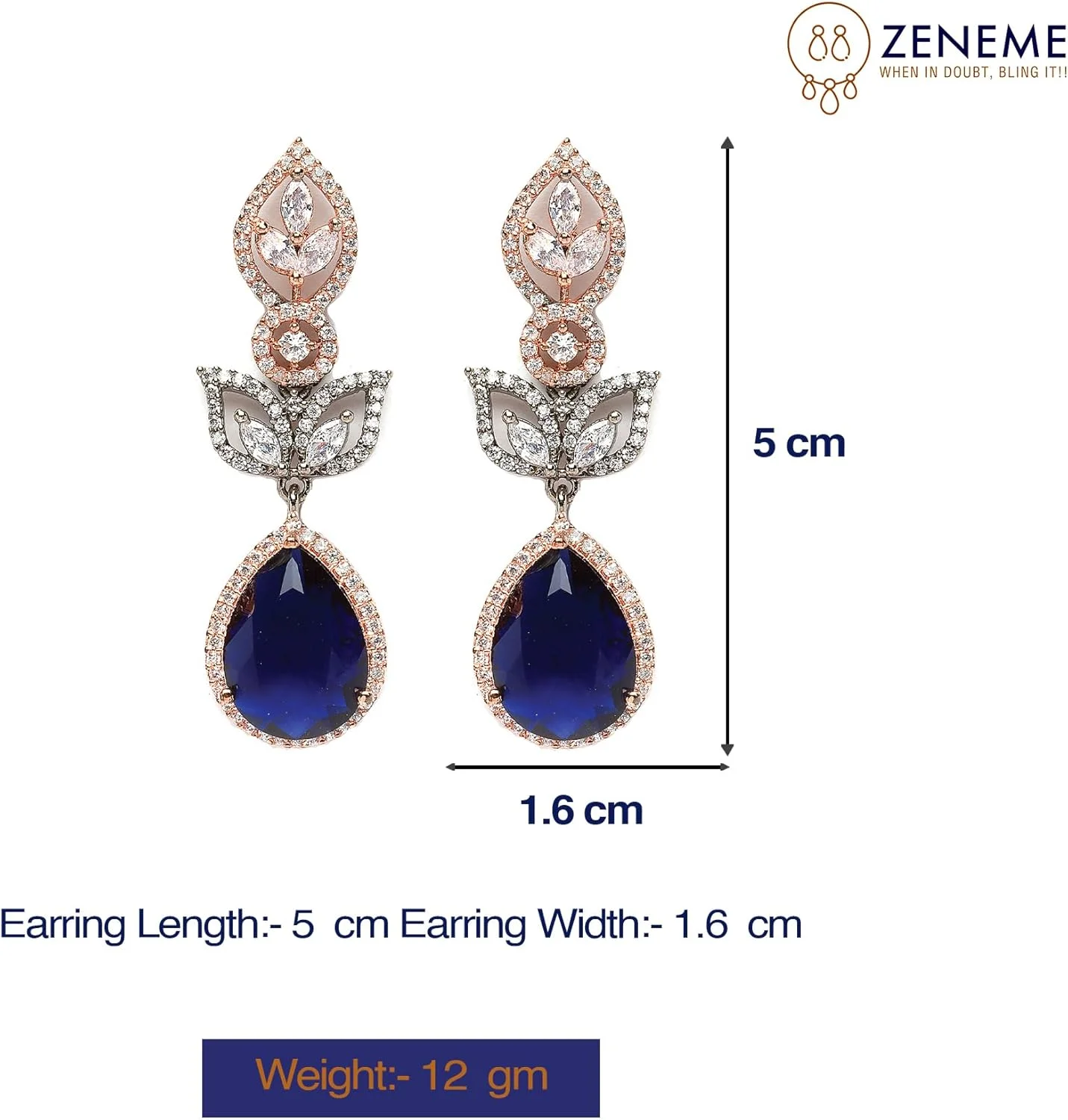 گوشواره های آویز دست ساز زنانه و دخترانه ZENEME با روکش رزگلد و نگین های اتمی طرح اشک و برگ گوشواره های آویز دست ساز زنانه و دخترانه ZENEME با روکش رزگلد و نگین های اتمی طرح اشک و برگ