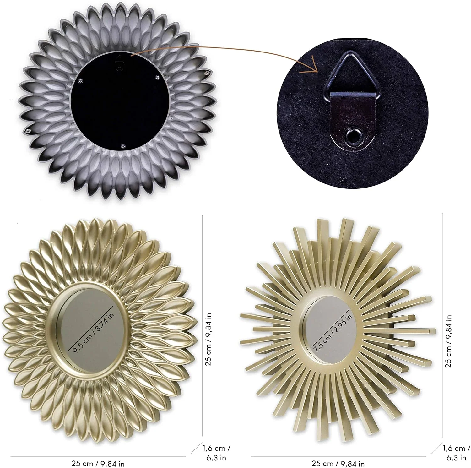 آینه های دیواری تزئینی BONNYCO بسته 3 عددی ایده آل برای دکوراسیون منزل، اتاق خواب و اتاق نشیمن | هدایای اصلی گرد برای زنان | تزئین دیوار آینه های دیواری تزئینی BONNYCO بسته 3 عددی ایده آل برای دکوراسیون منزل، اتاق خواب و اتاق نشیمن | هدایای اصلی گرد برای زنان | تزئین دیوار