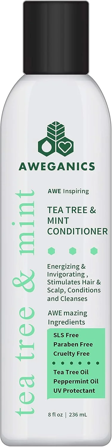 نرم کننده مو درخت چای و نعناع Aweganics - نرم کننده طبیعی و معطر با رایحه نشاط بخش نعناع فلفلی - خنک کننده، پاک کننده، مرطوب کننده - بدون SLS، بدون پارابن، بدون تست حیوانی، ایمن برای موهای رنگ شده نرم کننده مو درخت چای و نعناع Aweganics - نرم کننده طبیعی و معطر با رایحه نشاط بخش نعناع فلفلی - خنک کننده، پاک کننده، مرطوب کننده - بدون SLS، بدون پارابن، بدون تست حیوانی، ایمن برای موهای رنگ شده