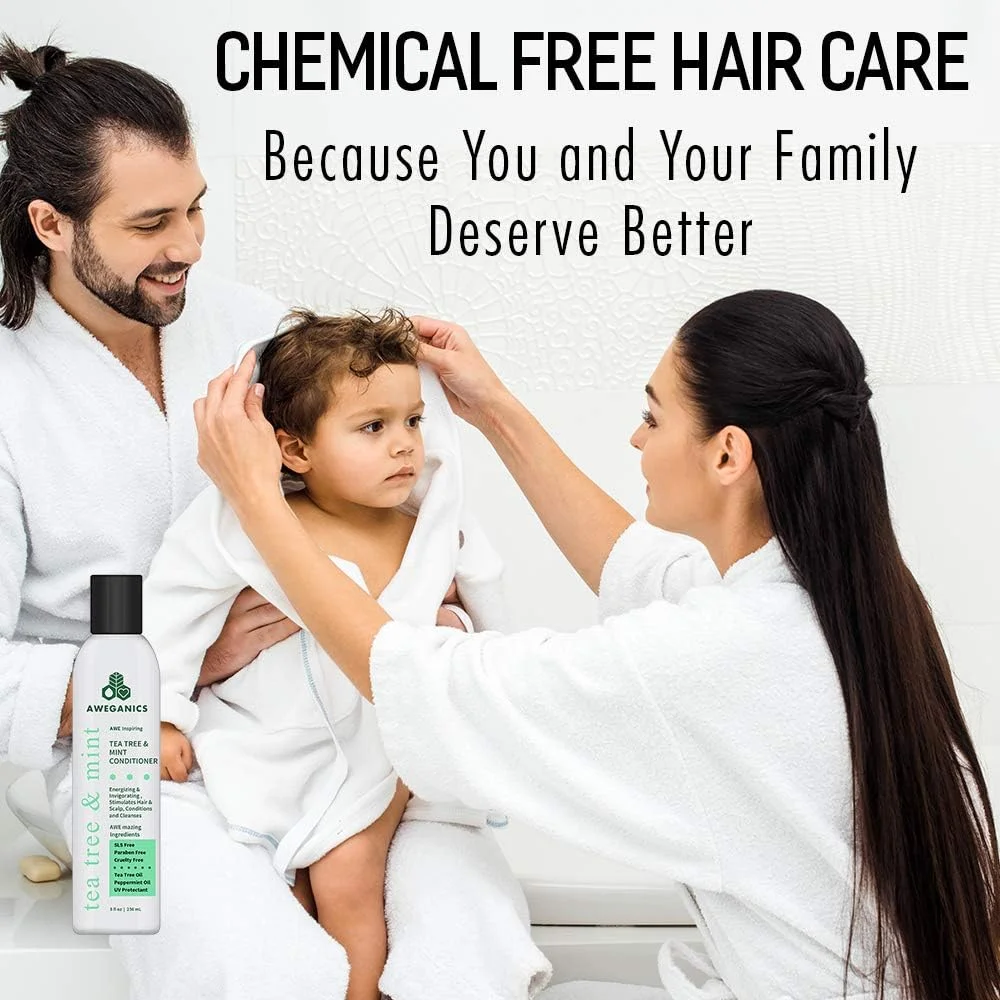 نرم کننده مو درخت چای و نعناع Aweganics - نرم کننده طبیعی و معطر با رایحه نشاط بخش نعناع فلفلی - خنک کننده، پاک کننده، مرطوب کننده - بدون SLS، بدون پارابن، بدون تست حیوانی، ایمن برای موهای رنگ شده نرم کننده مو درخت چای و نعناع Aweganics - نرم کننده طبیعی و معطر با رایحه نشاط بخش نعناع فلفلی - خنک کننده، پاک کننده، مرطوب کننده - بدون SLS، بدون پارابن، بدون تست حیوانی، ایمن برای موهای رنگ شده