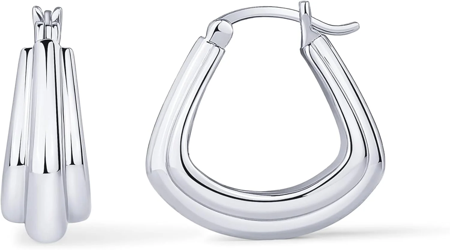 گوشواره های حلقه ای مثلثی بزرگ پاوی با روکش طلای 14 عیار و پایه نقره استرلینگ برای زنان | حلقه های بی پایان