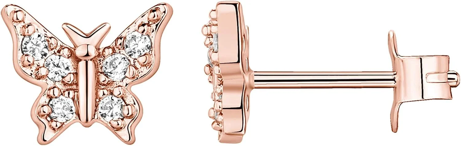 گوشواره های میخی آسمانی با روکش طلای 14 عیار، طرح رعد و برق، ماه و ستاره | گوشواره های ظریف زنانه