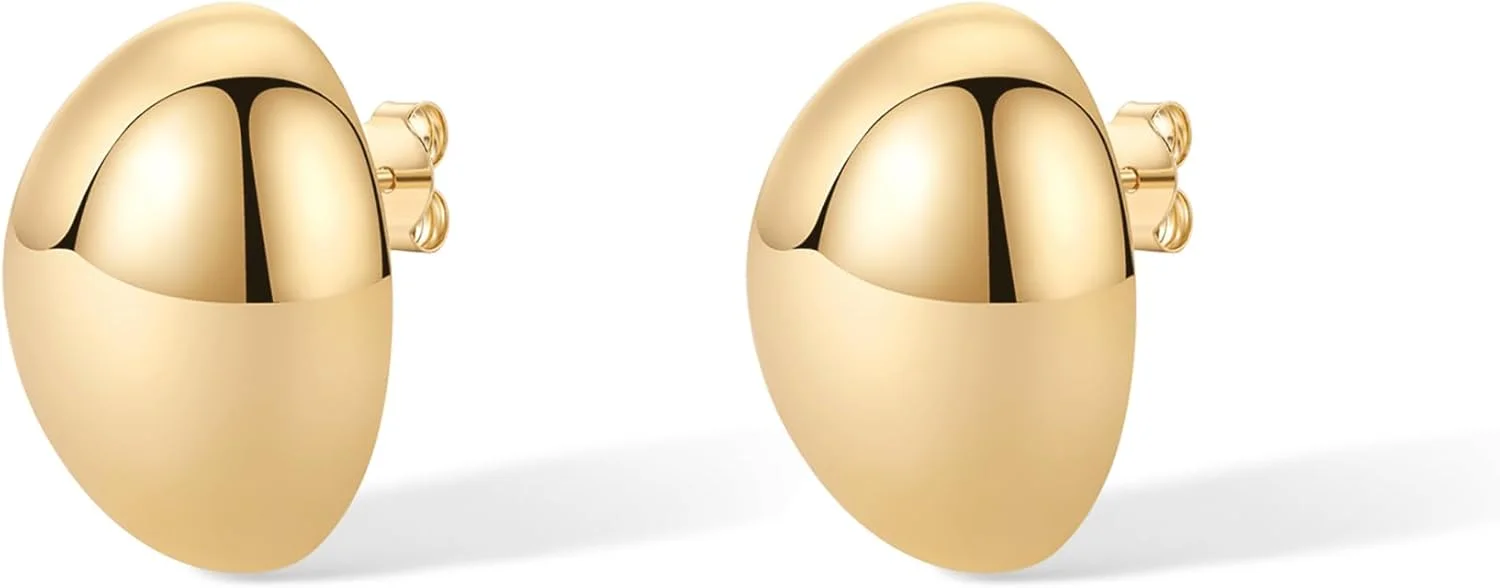 گوشواره های میخی گنبدی ضخیم با روکش طلای 14 عیار PAVOI برای زنان - گوشواره های میخی برجسته گوشواره های میخی گنبدی ضخیم با روکش طلای 14 عیار PAVOI برای زنان - گوشواره های میخی برجسته