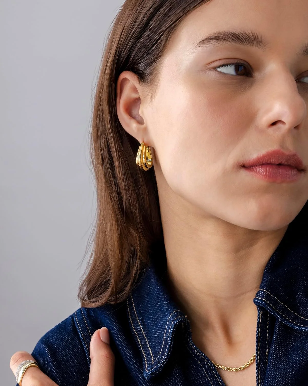 گوشواره های حلقه ای مثلثی بزرگ پاوی با روکش طلای 14 عیار و پایه نقره استرلینگ برای زنان | حلقه های بی پایان گوشواره های حلقه ای مثلثی بزرگ پاوی با روکش طلای 14 عیار و پایه نقره استرلینگ برای زنان | حلقه های بی پایان