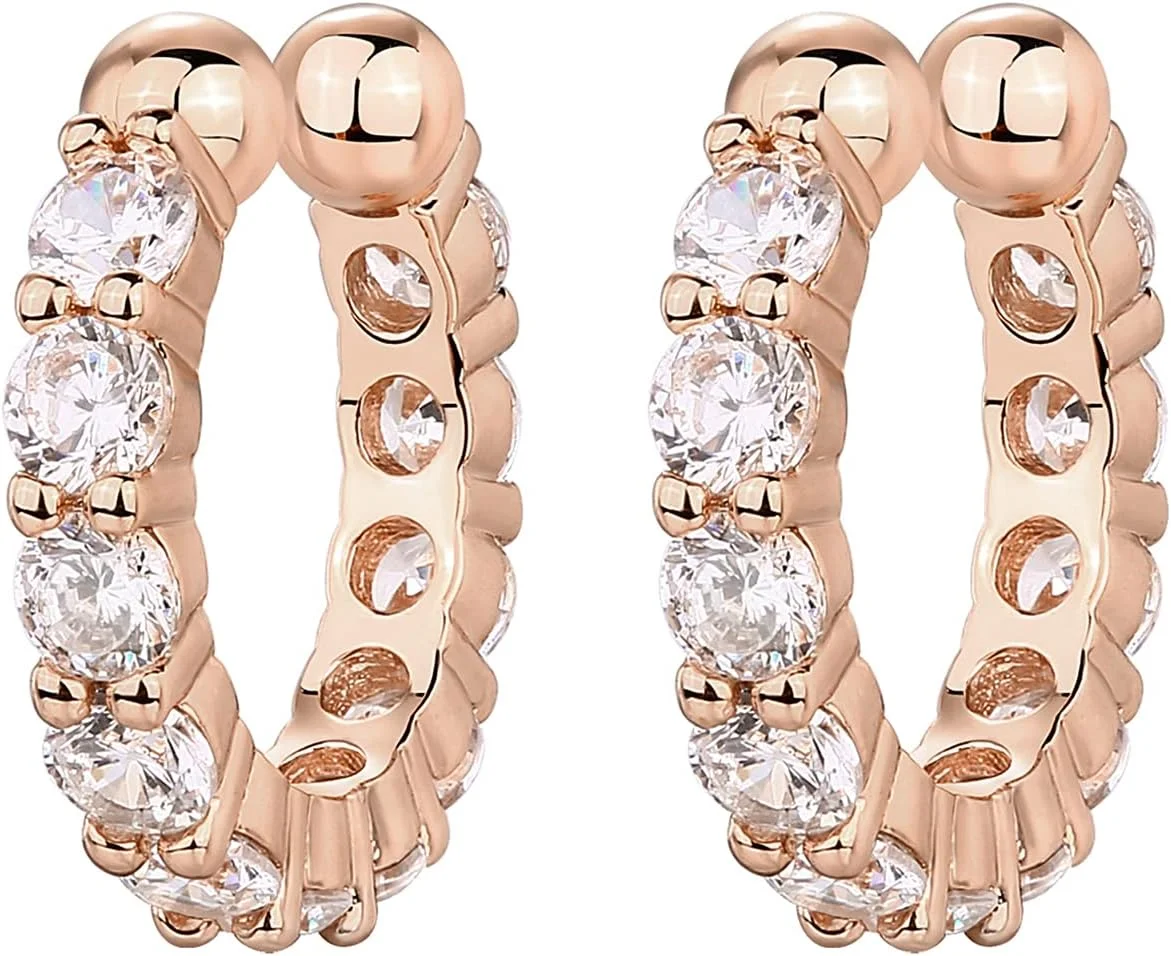 گوشواره های حلقه ای کوچک پاوی نگین دار نقره استرلینگ 925 با روکش طلای 14 عیار | گیره ای برای غضروف گوش گوشواره های حلقه ای کوچک پاوی نگین دار نقره استرلینگ 925 با روکش طلای 14 عیار | گیره ای برای غضروف گوش