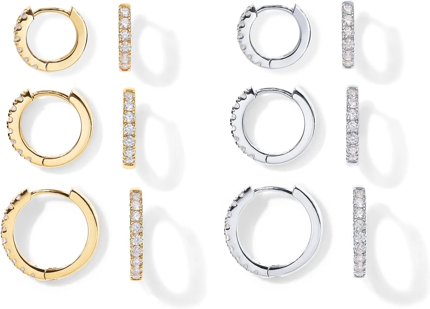 گوشواره های حلقه ای کوچک با روکش طلای 18 عیار و پایه نقره استرلینگ 925 پاوی | ست 3 جفتی گوشواره های حلقه ای کوچک | بسته حلقه های مینی هیگگی هلیکس غضروفی برای زنان و مردان 8 میلی متر 10 میلی متر 12 میلی متر