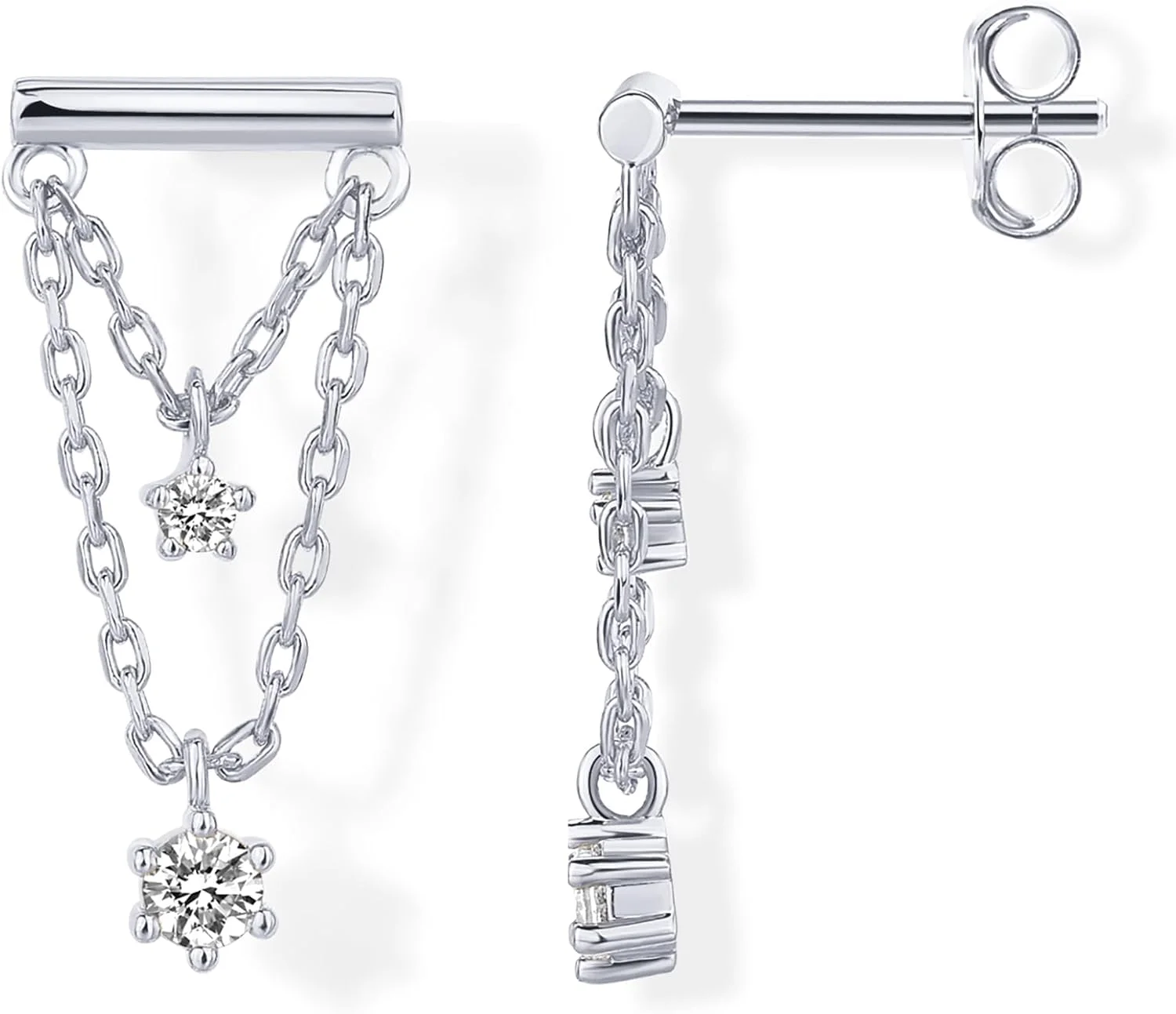 گوشواره های میخی مرواریدی پشت صاف با روکش طلای 14 عیار PAVOI برای زنان - گوشواره های آویز قطره ای گلابی زیرکونیا مکعبی مرواریدی