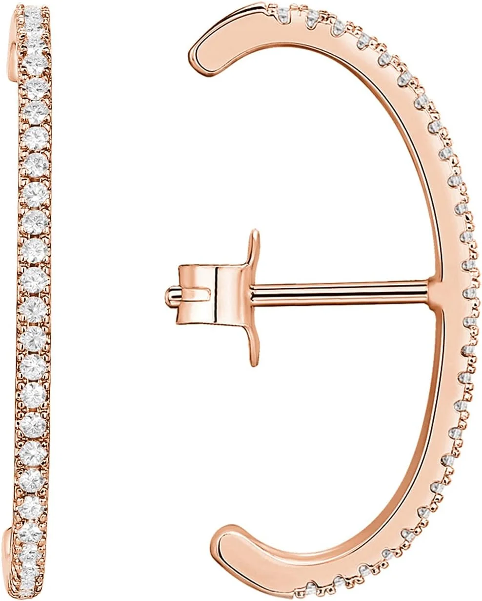 گوشواره های آویز مینیمالیستی زنانه پاوی با روکش طلای 14 عیار و پایه نقره استرلینگ 925 | گوشواره های میخی دور لاله گوش