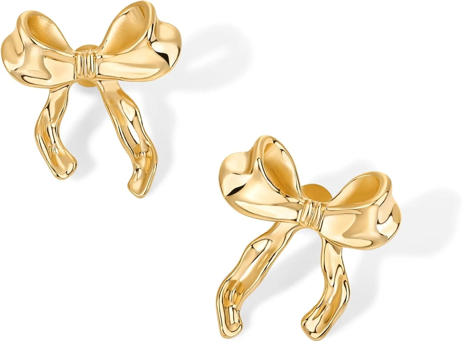 گوشواره های میخی پاپیونی چکش کاری شده با روکش طلای 14 عیار PAVOI برای زنان - گوشواره های میخی ظریف کوکت گوشواره های میخی پاپیونی چکش کاری شده با روکش طلای 14 عیار PAVOI برای زنان - گوشواره های میخی ظریف کوکت