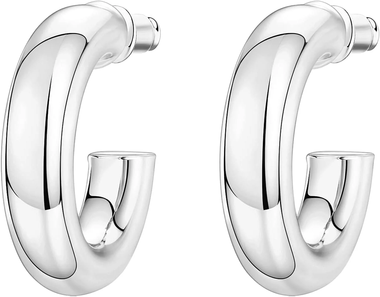 گوشواره های حلقه ای پهن پاویو با روکش طلای 14 عیار، ضخامت 6.5 میلی متر، سبک وزن | گوشواره حلقه ای طلایی زنانه گوشواره های حلقه ای پهن پاویو با روکش طلای 14 عیار، ضخامت 6.5 میلی متر، سبک وزن | گوشواره حلقه ای طلایی زنانه