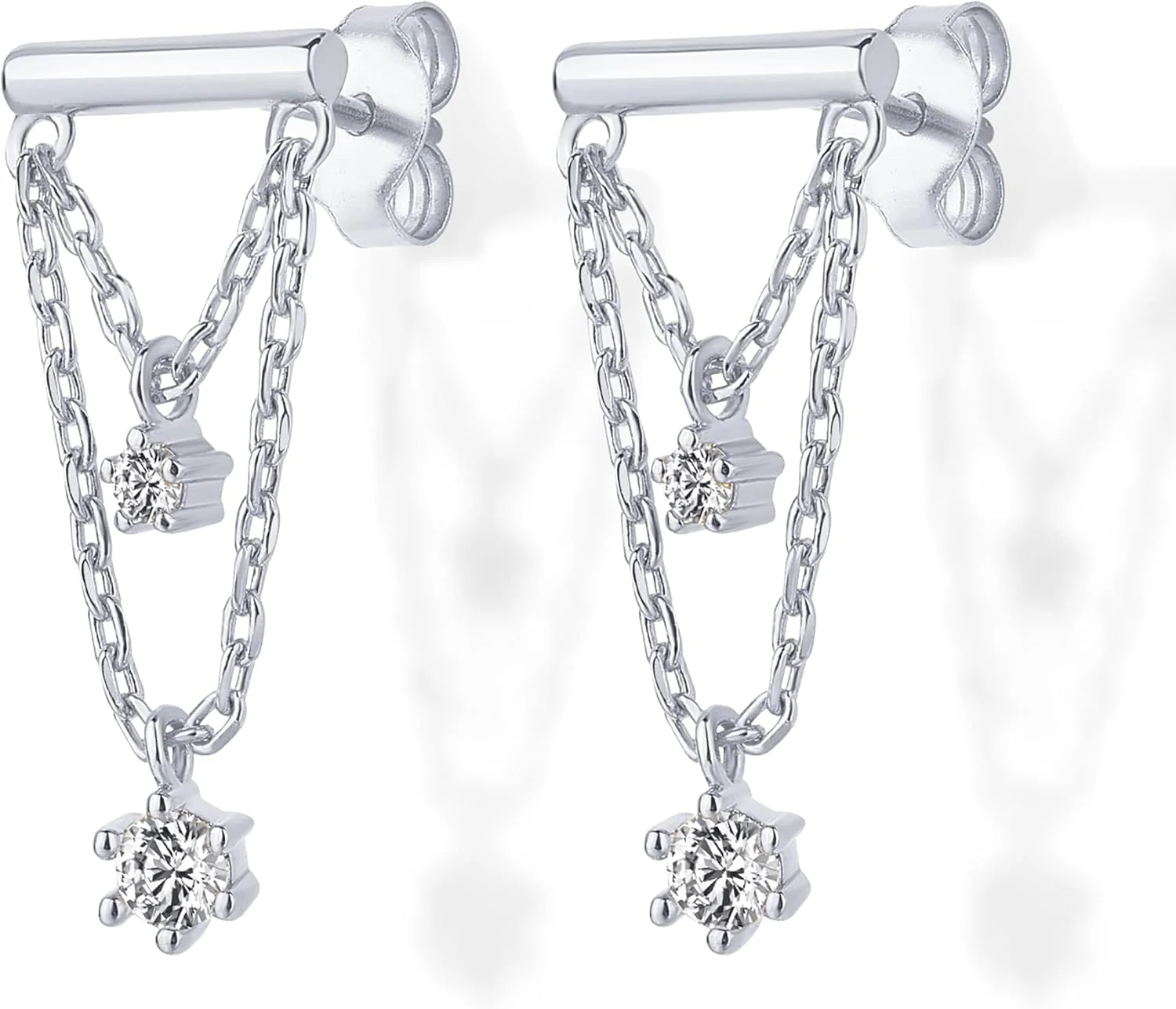 گوشواره های زنجیره ای آویز میله ای با روکش طلای 14 عیار و پایه نقره استرلینگ 925 زنانه پاوی | گوشواره های آویز زنجیره ای نگین دار زیرکونیا گوشواره های زنجیره ای آویز میله ای با روکش طلای 14 عیار و پایه نقره استرلینگ 925 زنانه پاوی | گوشواره های آویز زنجیره ای نگین دار زیرکونیا