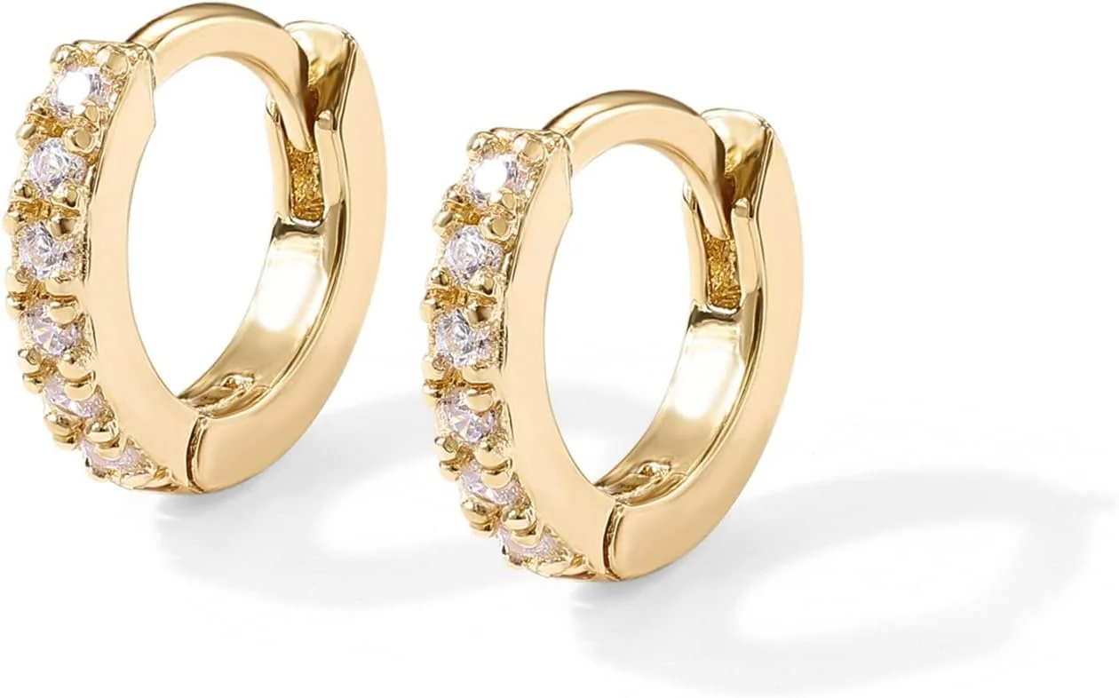 گوشواره های کوچک حلقه ای پاوی نگین زیرکونیا با روکش طلای 14 عیار و پایه نقره استرلینگ برای زنان | حلقه های کوچک مناسب غضروف و مارپیچ گوش گوشواره های کوچک حلقه ای پاوی نگین زیرکونیا با روکش طلای 14 عیار و پایه نقره استرلینگ برای زنان | حلقه های کوچک مناسب غضروف و مارپیچ گوش