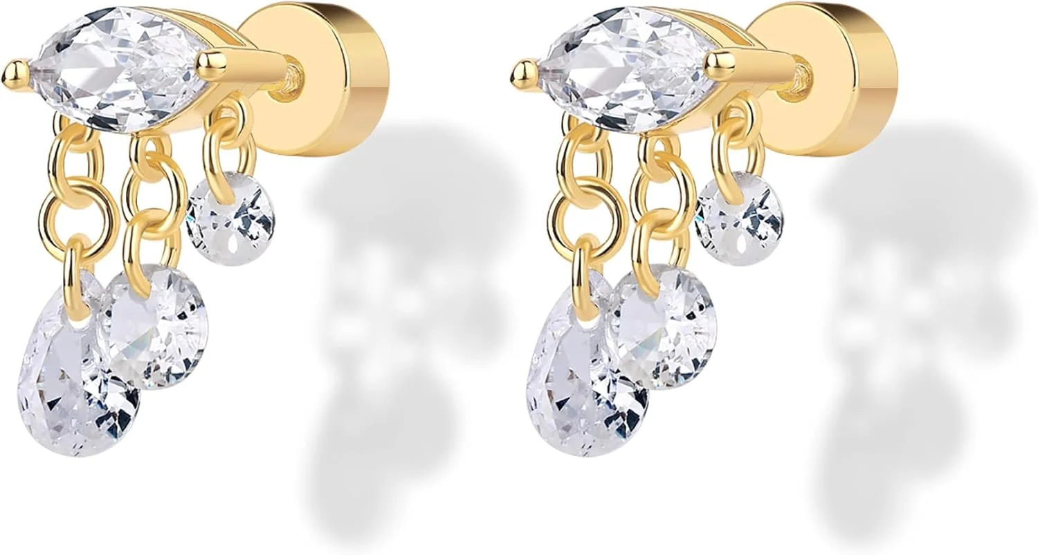 گوشواره های آویز کوچک با روکش طلای 14 عیار و پایه نقره استرلینگ PAVOI برای زنان | جواهرات ظریف پیرسینگ غضروف هلیکس | گل میخ های لوتوس مثلثی خوشه ای مروارید زیرکونیا گوشواره های آویز کوچک با روکش طلای 14 عیار و پایه نقره استرلینگ PAVOI برای زنان | جواهرات ظریف پیرسینگ غضروف هلیکس | گل میخ های لوتوس مثلثی خوشه ای مروارید زیرکونیا