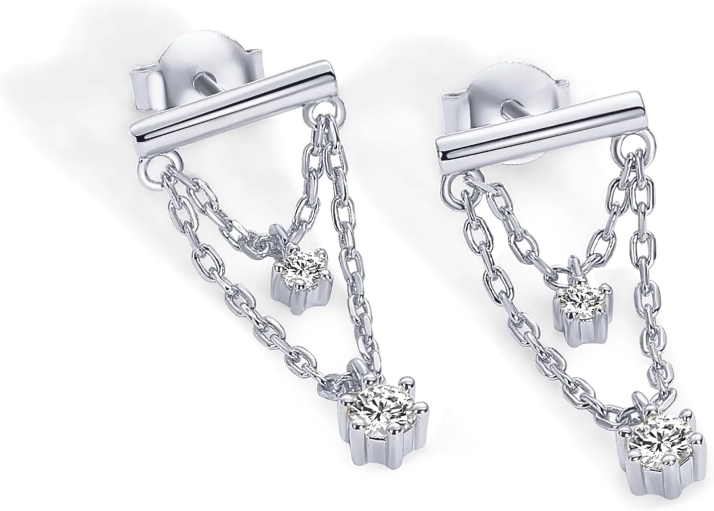 گوشواره های زنجیره ای آویز میله ای با روکش طلای 14 عیار و پایه نقره استرلینگ 925 زنانه پاوی | گوشواره های آویز زنجیره ای نگین دار زیرکونیا گوشواره های زنجیره ای آویز میله ای با روکش طلای 14 عیار و پایه نقره استرلینگ 925 زنانه پاوی | گوشواره های آویز زنجیره ای نگین دار زیرکونیا