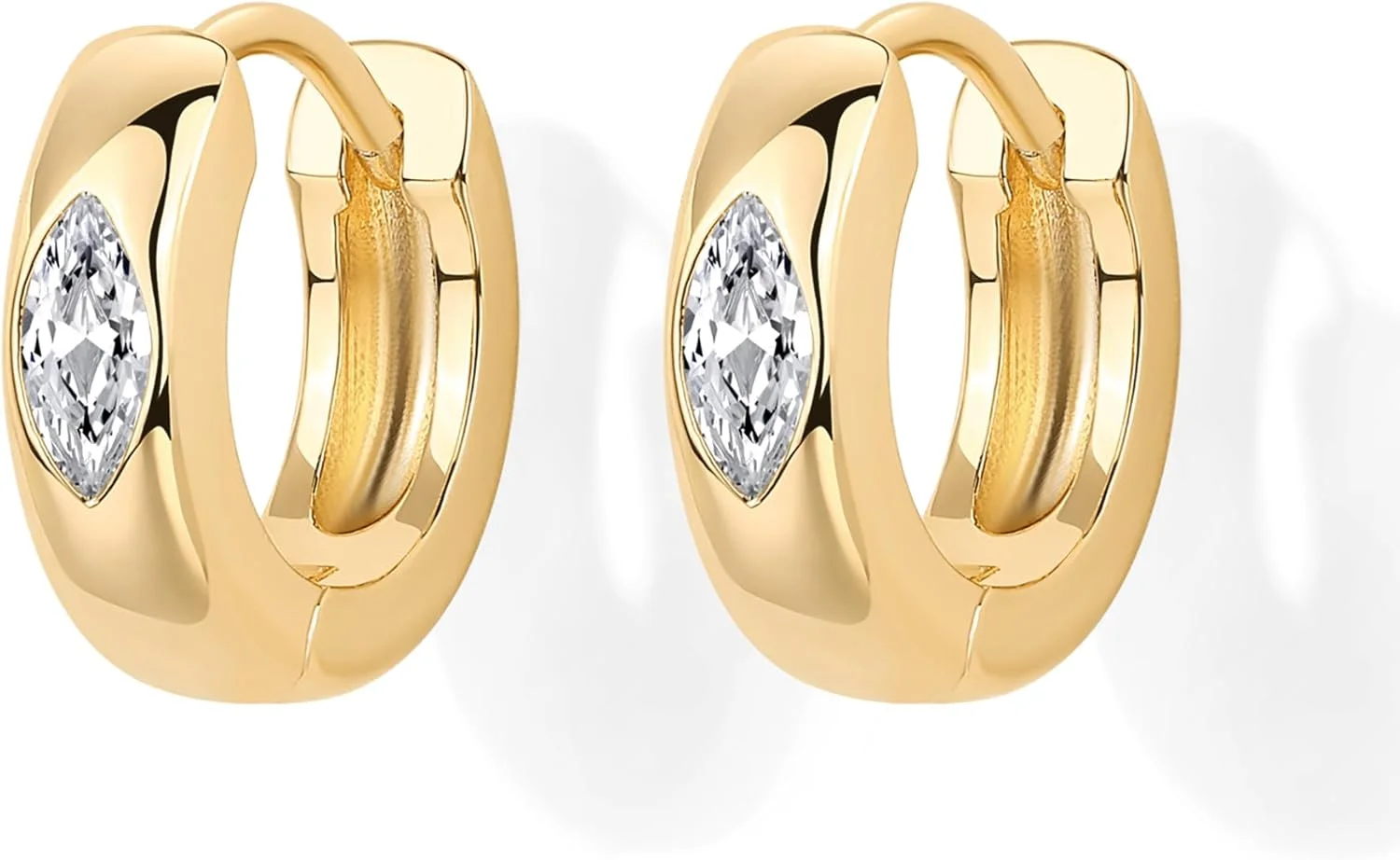 گوشواره های حلقه ای هاگی مارکیز زیرکونیا مکعبی با روکش طلای 14 عیار و پایه نقره استرلینگ PAVOI | هاگی های تک نگین CZ کوچک و ضخیم برای زنان گوشواره های حلقه ای هاگی مارکیز زیرکونیا مکعبی با روکش طلای 14 عیار و پایه نقره استرلینگ PAVOI | هاگی های تک نگین CZ کوچک و ضخیم برای زنان