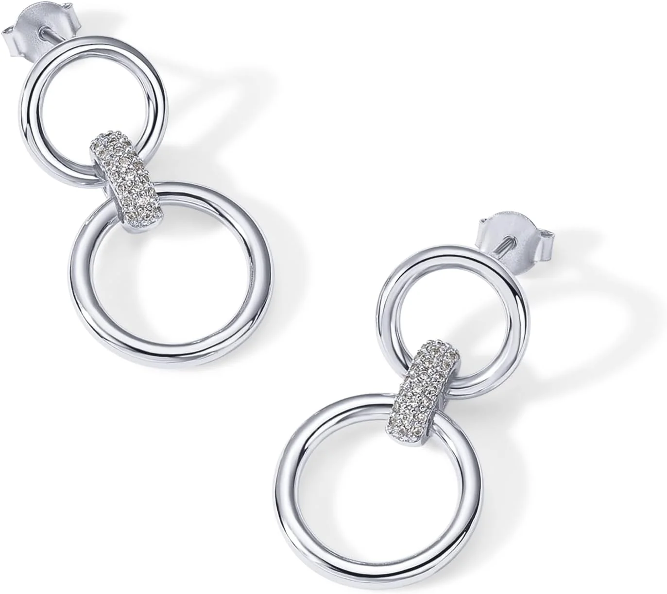 گوشواره های میخی حلقه ای بزرگ تبدیل شونده با روکش طلای 14 عیار PAVOI برای زنان | گوشواره های حلقه ای بزرگ زیرکونیا مکعبی | گوشواره های آویز