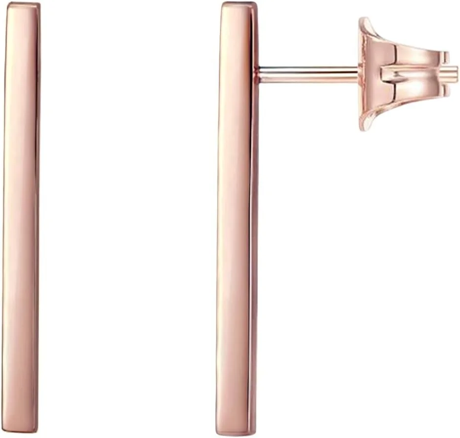 گوشواره های میخی میله ای کوچک و ظریف با روکش طلای 14 عیار و پایه نقره استرلینگ پاوی | گوشواره طلا زنانه