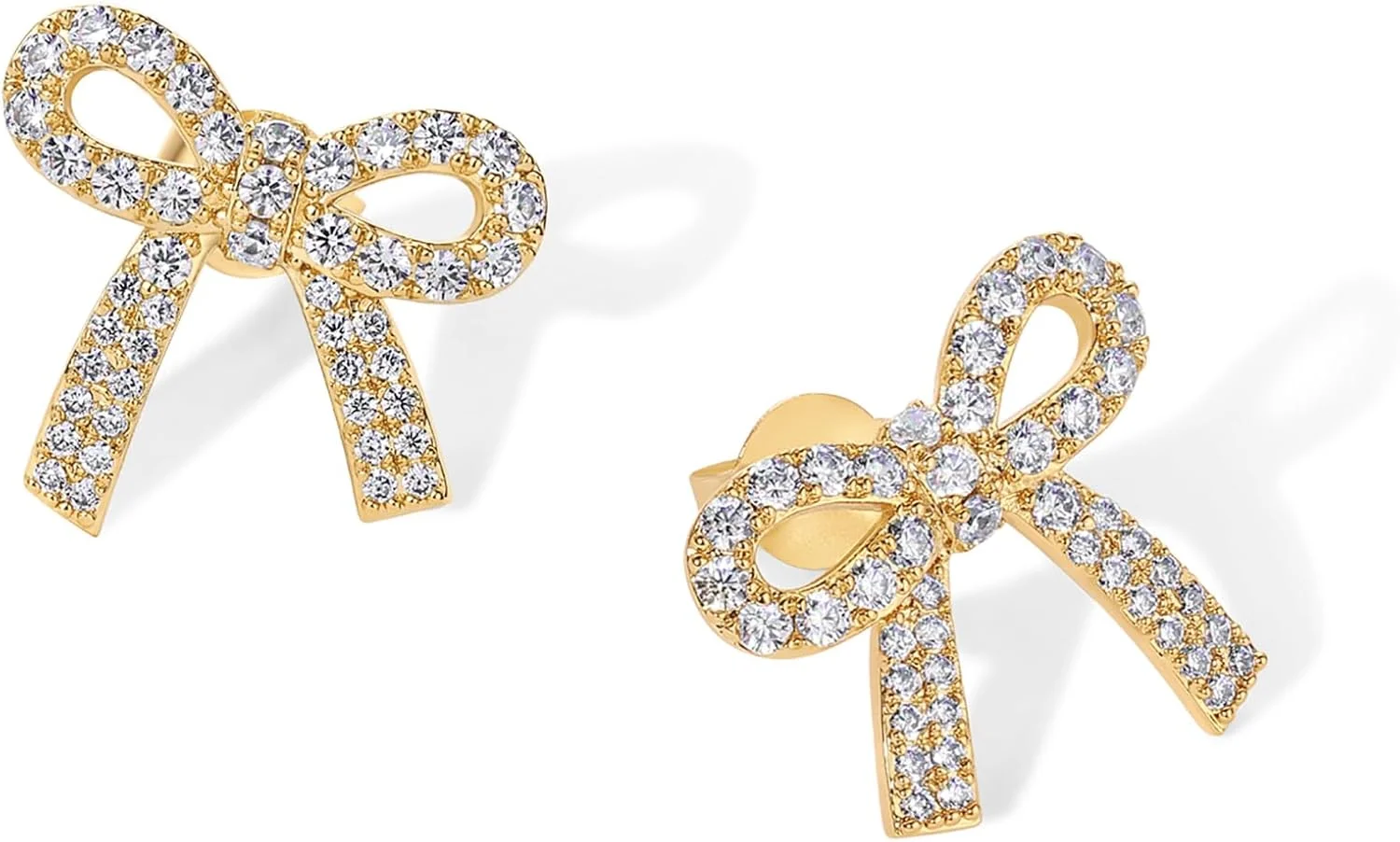 گوشواره های میخی پاپیونی روکش طلای 14 عیار PAVOI برای زنان - گوشواره های میخی ظریف و نگین دار زیرکونیا کوبیک درجه یک گوشواره های میخی پاپیونی روکش طلای 14 عیار PAVOI برای زنان - گوشواره های میخی ظریف و نگین دار زیرکونیا کوبیک درجه یک