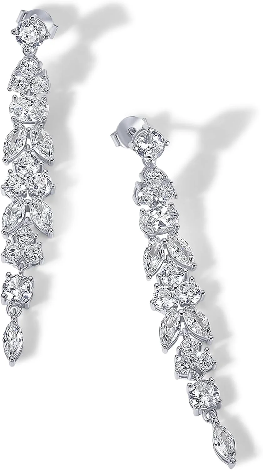 گوشواره های آویز زنانه پاوی با روکش طلای 14 عیار و نگین زیرکونیا - گوشواره های بلند کریستالی عروس - جواهرات ضد حساسیت آویز الماسی شبیه سازی شده برای عروس و ساقدوش گوشواره های آویز زنانه پاوی با روکش طلای 14 عیار و نگین زیرکونیا - گوشواره های بلند کریستالی عروس - جواهرات ضد حساسیت آویز الماسی شبیه سازی شده برای عروس و ساقدوش