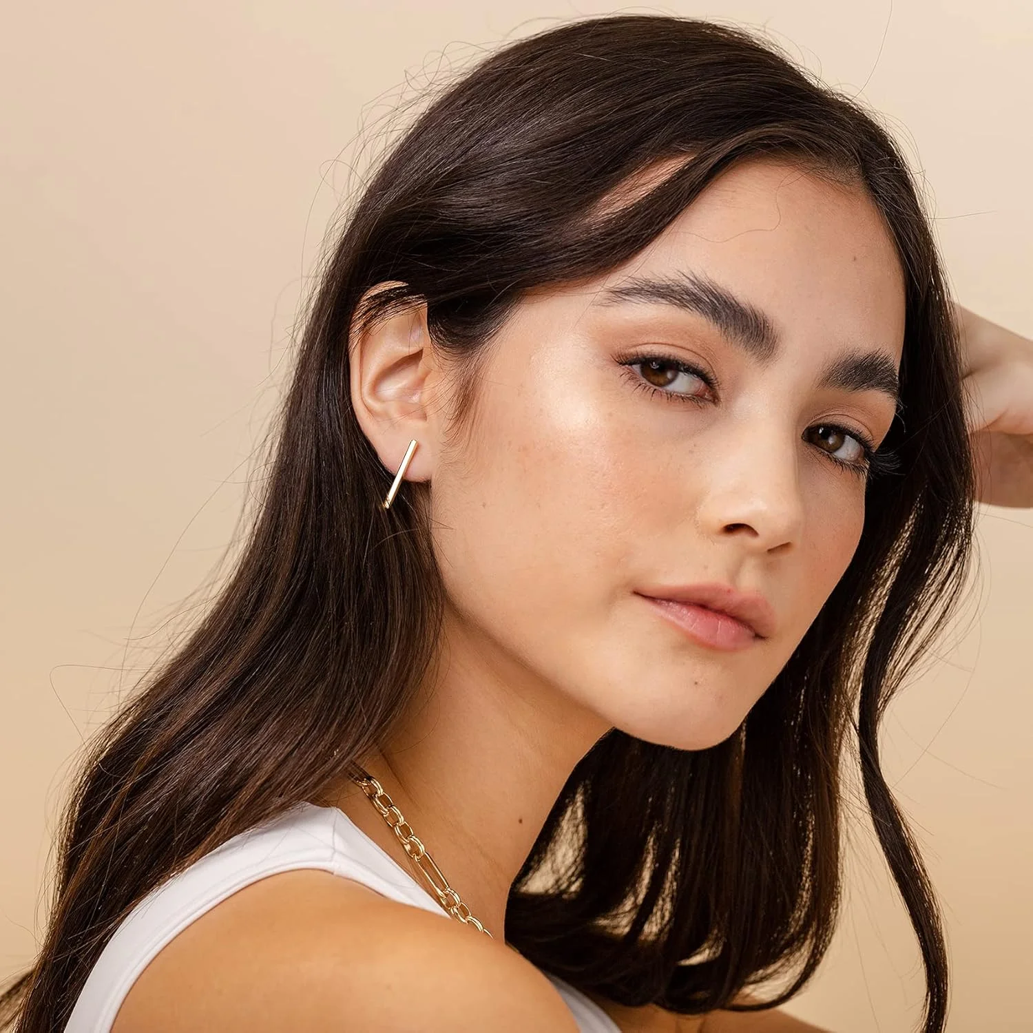 گوشواره های میخی میله ای کوچک و ظریف با روکش طلای 14 عیار و پایه نقره استرلینگ پاوی | گوشواره طلا زنانه گوشواره های میخی میله ای کوچک و ظریف با روکش طلای 14 عیار و پایه نقره استرلینگ پاوی | گوشواره طلا زنانه