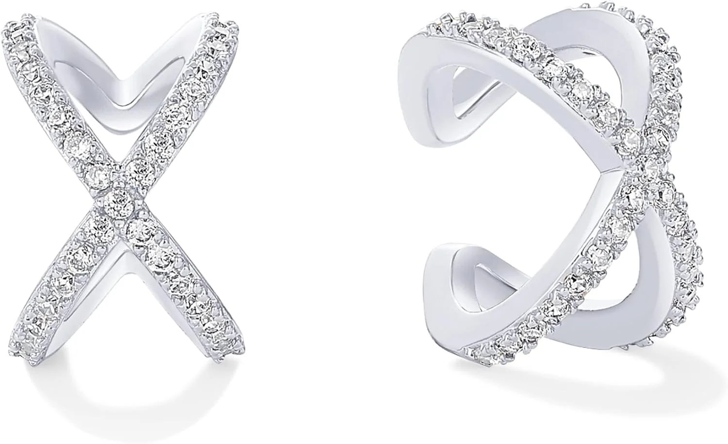 گوشواره های حلقه ای بغل گوش نگین دار گرد نقره استرلینگ 925 با روکش طلای 14 عیار پاوی | گیره ای برای غضروف گوش