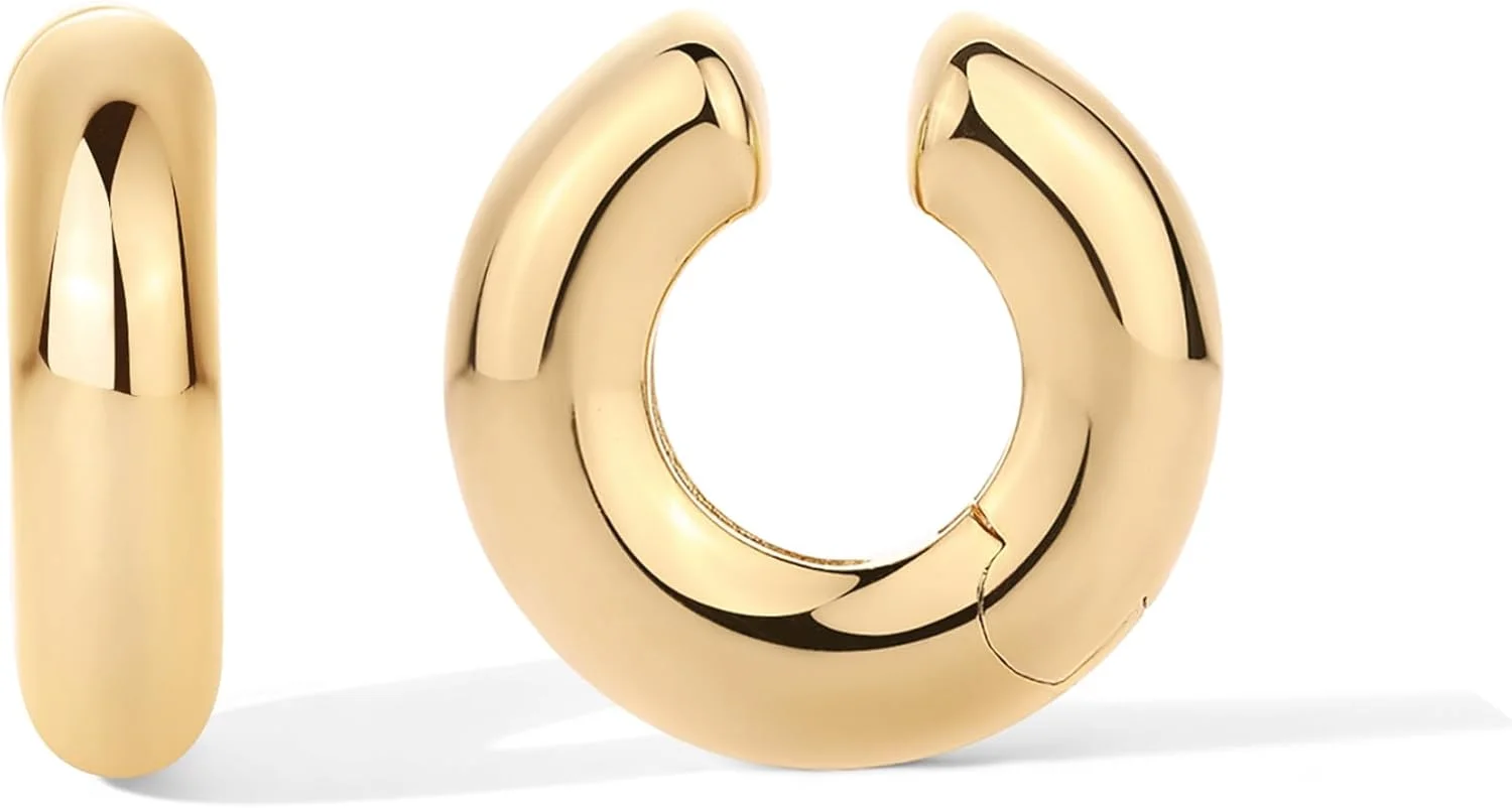 گوشواره های کاف ضخیم روکش طلای 14 عیار PAVOI برای زنان - گوشواره های بیانیه ای کاف جسورانه