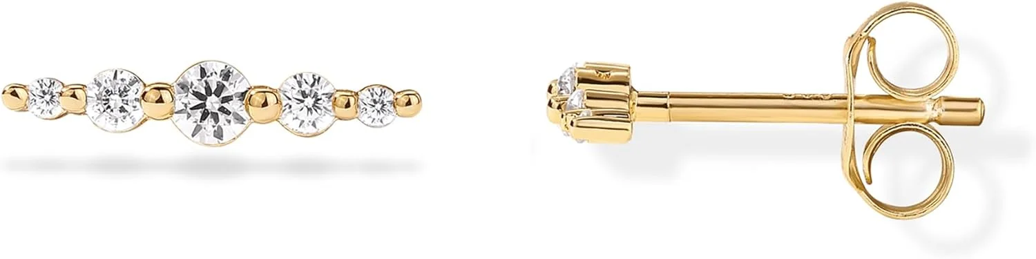 گوشواره های میخی زنانه پاویو با روکش طلای 14 عیار و زیرکونیا مکعبی برش گرد - گوشواره های خزنده ظریف