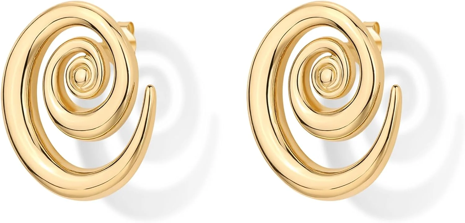 گوشواره های میخی مارپیچی با روکش طلای 14 عیار PAVOI برای زنان | گوشواره های میخی حجیم و مد روز گوشواره های میخی مارپیچی با روکش طلای 14 عیار PAVOI برای زنان | گوشواره های میخی حجیم و مد روز