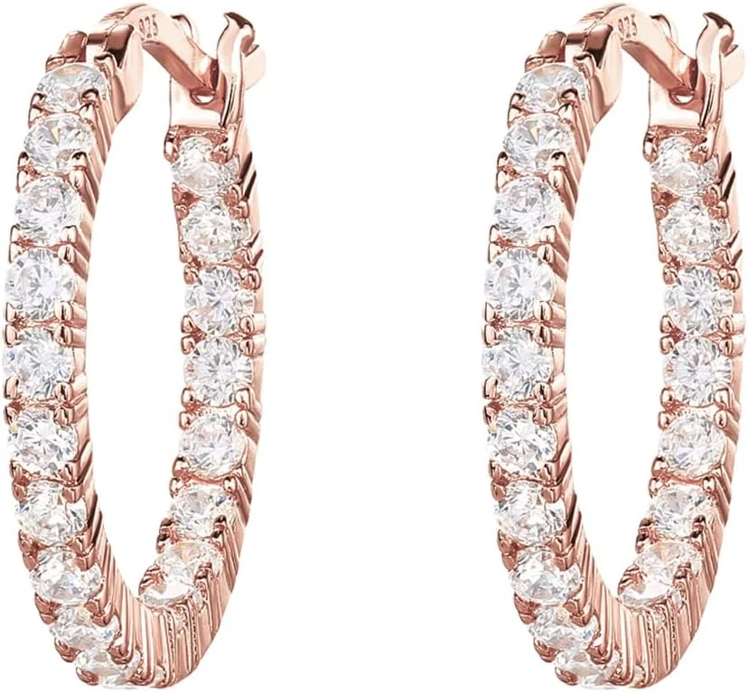 گوشواره های حلقه ای نگین دار با روکش طلای 14 عیار و پایه نقره استرلینگ 925 پاوی گوشواره های حلقه ای نگین دار با روکش طلای 14 عیار و پایه نقره استرلینگ 925 پاوی