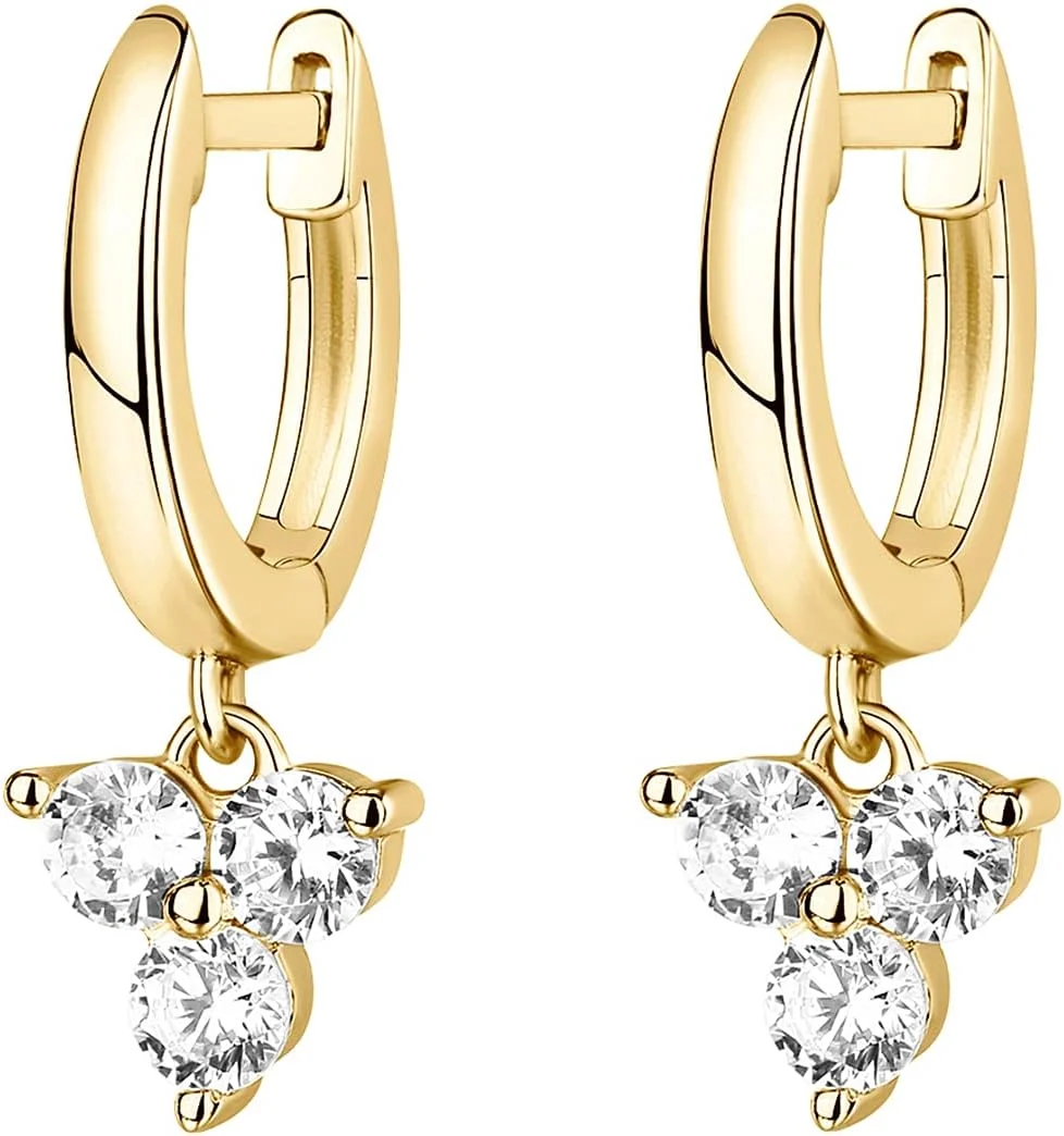 گوشواره های آویزی/آویز سبک وزن پاوی با روکش طلای 14 عیار و پایه نقره استرلینگ S925 برای زنان | نگین تک تخمه زیرکونیا | گوشواره های ظریف گوشواره های آویزی/آویز سبک وزن پاوی با روکش طلای 14 عیار و پایه نقره استرلینگ S925 برای زنان | نگین تک تخمه زیرکونیا | گوشواره های ظریف