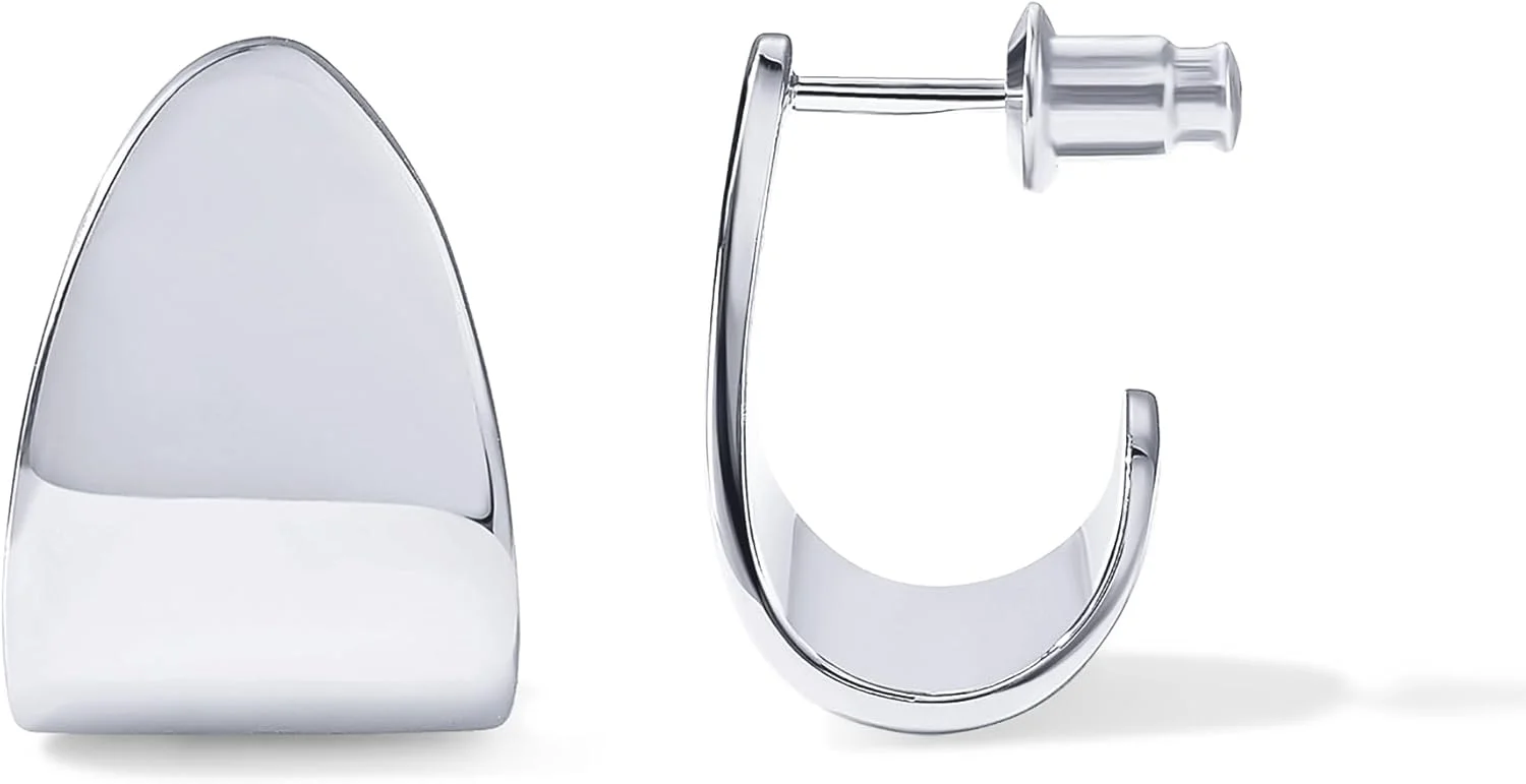 گوشواره های حلقه ای ضخیم با روکش طلای 14 عیار و پایه نقره استرلینگ 925 پاوی | گوشواره های حلقه ای آغوشی زنانه | گوشواره های گنبدی طلایی سبک