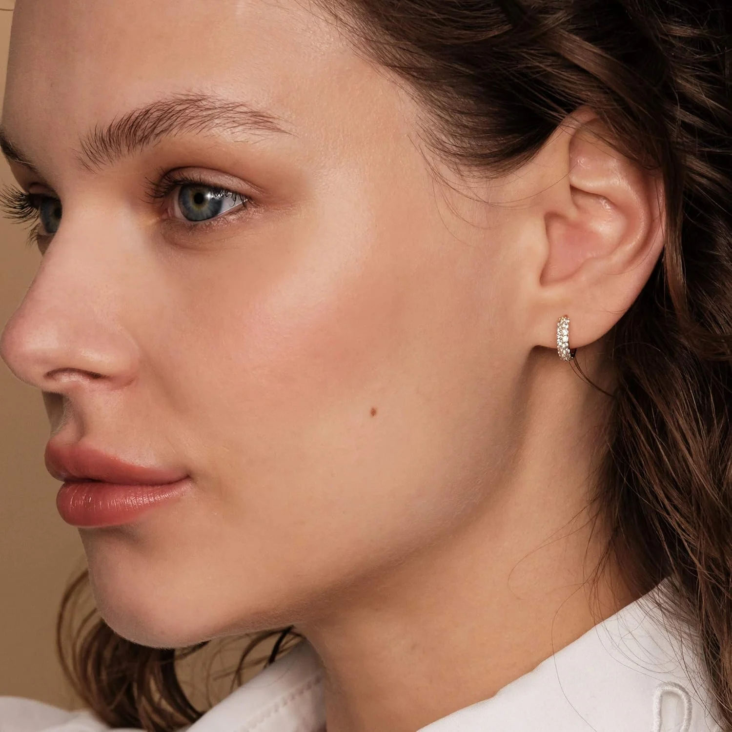 PAVOI 14K Gold Plated Sterling Silver Post Cubic Zirconia Huggie Earrings | Small Round Huggie Stud Fashion Hoop Earrings for Women in Gold Plating