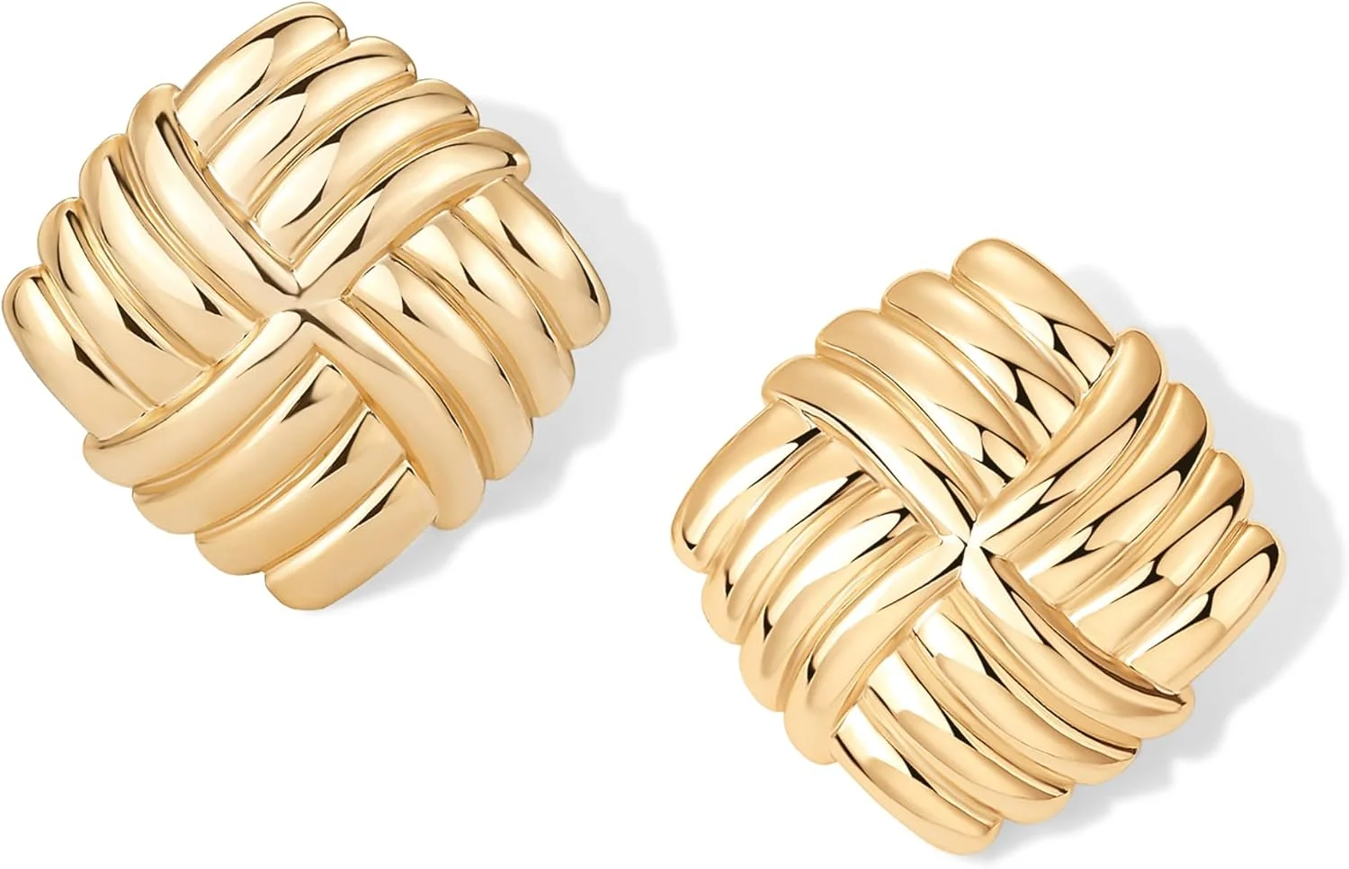 PAVOI 14K Gold Plated Chunky Square Vintage Stud Earrings for Women | Trendy Statement Earrings PAVOI 14K Gold Plated Chunky Square Vintage Stud Earrings for Women | Trendy Statement Earrings