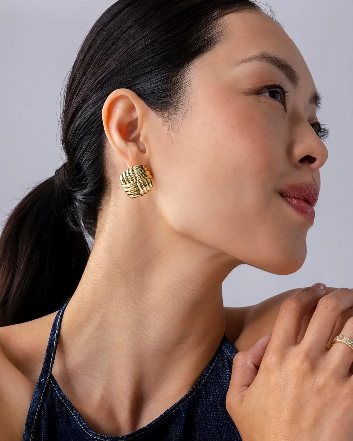 PAVOI 14K Gold Plated Chunky Square Vintage Stud Earrings for Women | Trendy Statement Earrings PAVOI 14K Gold Plated Chunky Square Vintage Stud Earrings for Women | Trendy Statement Earrings