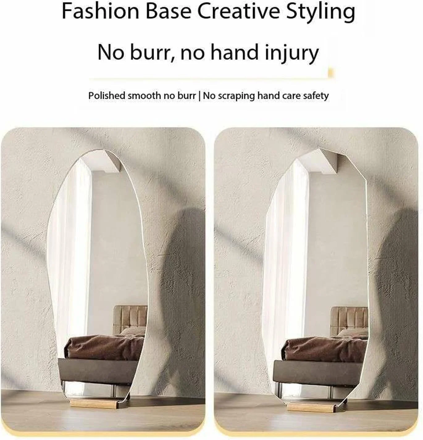 Kutis Antique or vintage styles Makeup Mirror Full-length irregular Borderless Decorative Wall Mounted Mirror With Wooden Solid Base For Living Room Bathroom Entarway 48 x 158 cm. (Irregular) Kutis Antique or vintage styles Makeup Mirror Full-length irregular Borderless Decorative Wall Mounted Mirror With Wooden Solid Base For Living Room Bathroom Entarway 48 x 158 cm. (Irregular)