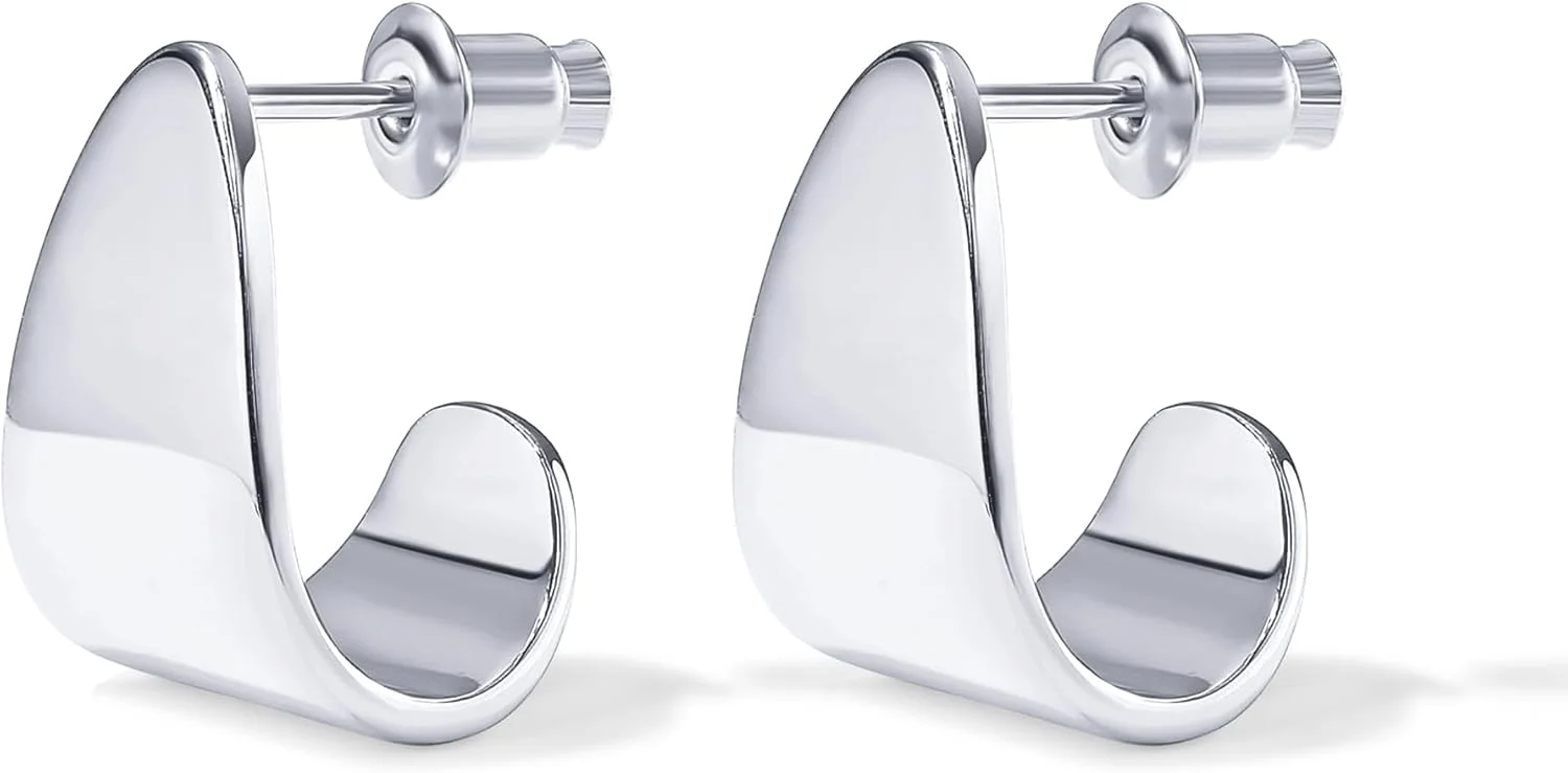 گوشواره های حلقه ای ضخیم با روکش طلای 14 عیار و پایه نقره استرلینگ 925 پاوی | گوشواره های حلقه ای آغوشی زنانه | گوشواره های گنبدی طلایی سبک گوشواره های حلقه ای ضخیم با روکش طلای 14 عیار و پایه نقره استرلینگ 925 پاوی | گوشواره های حلقه ای آغوشی زنانه | گوشواره های گنبدی طلایی سبک